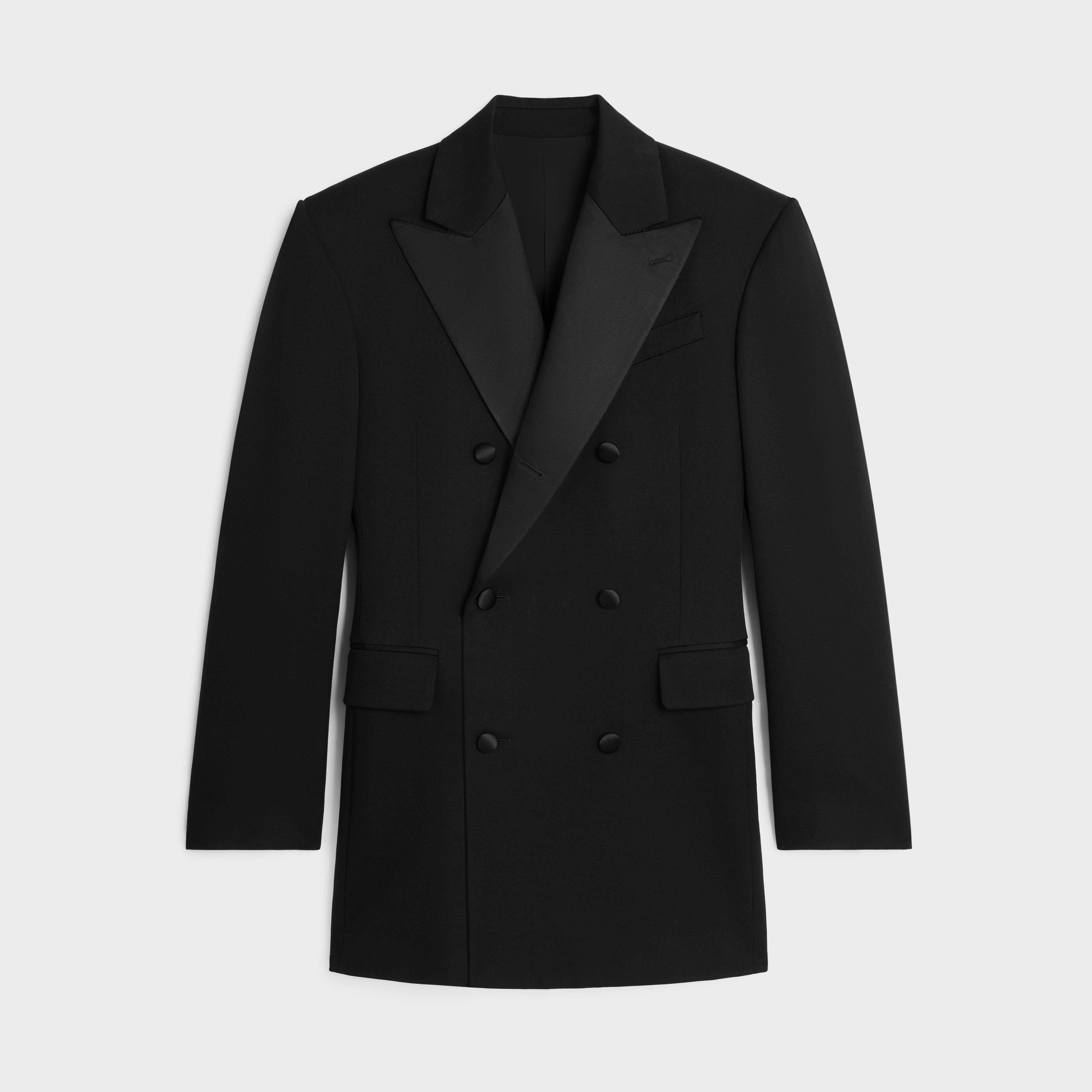 COLONNE TUX JACKET IN wool and mohair gabardine - BLACK | CELINE